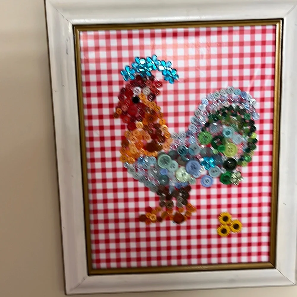 Rooster button art 17 x 14 - Picture 4 of 5